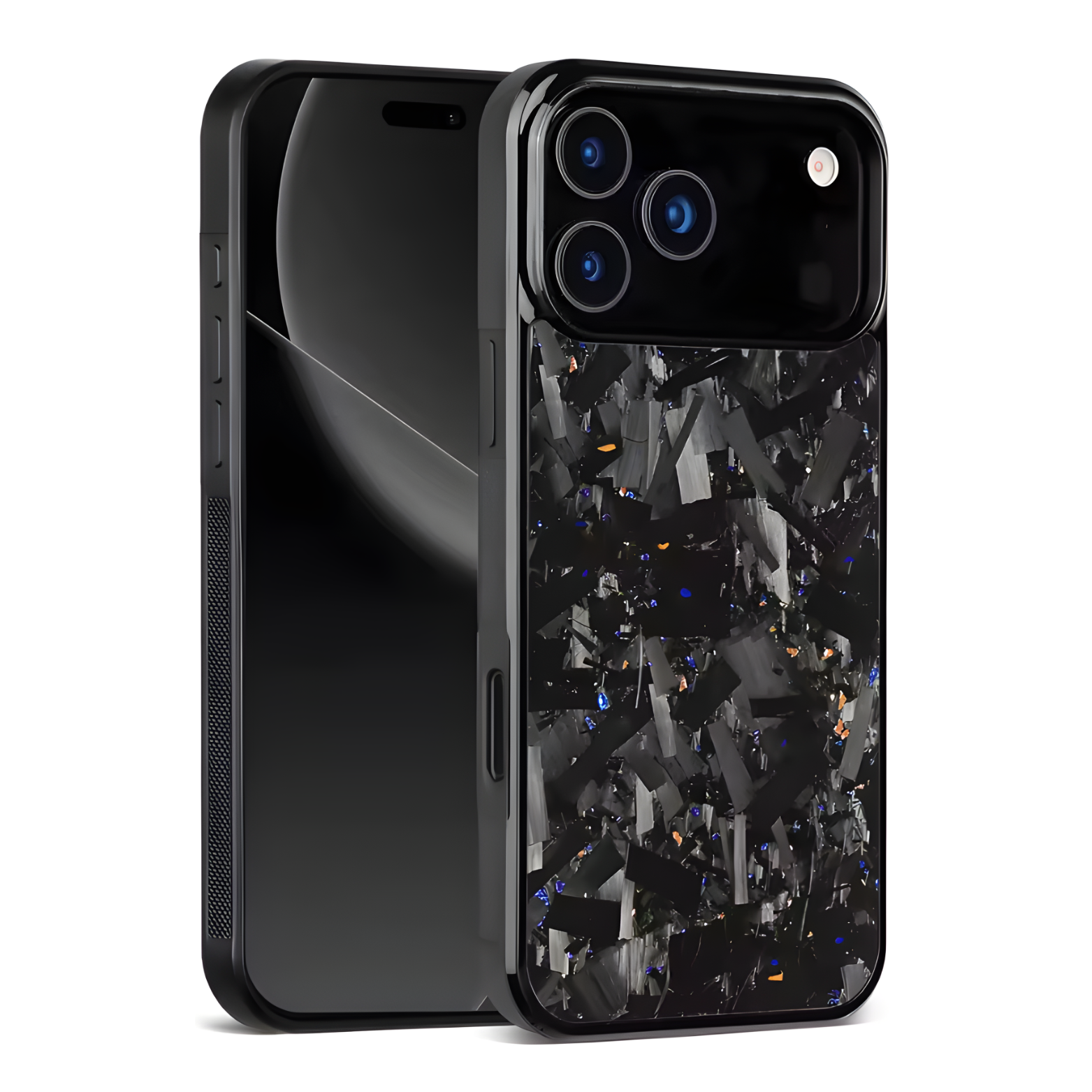 Forged Carbon Fiber Case iPhone Blue Gold V2