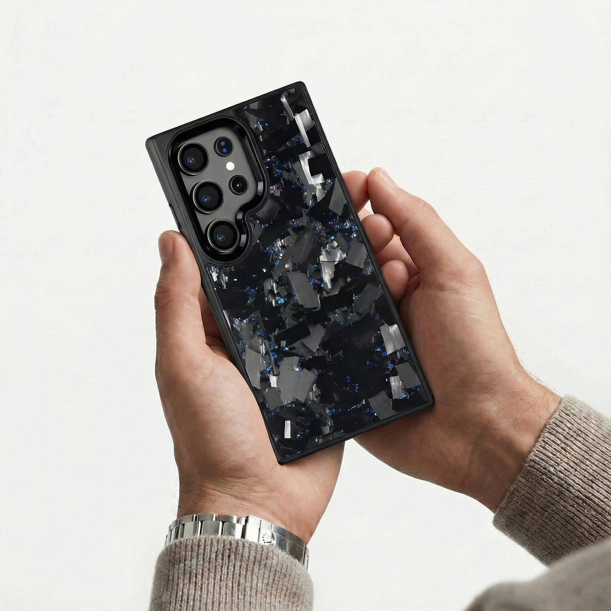 Forged Carbon Fiber Case Samsung Blue V2